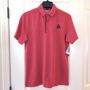 NWT Reebok Men's Polo Size S Short Sleeve Moisture Management Baked Apple Red
